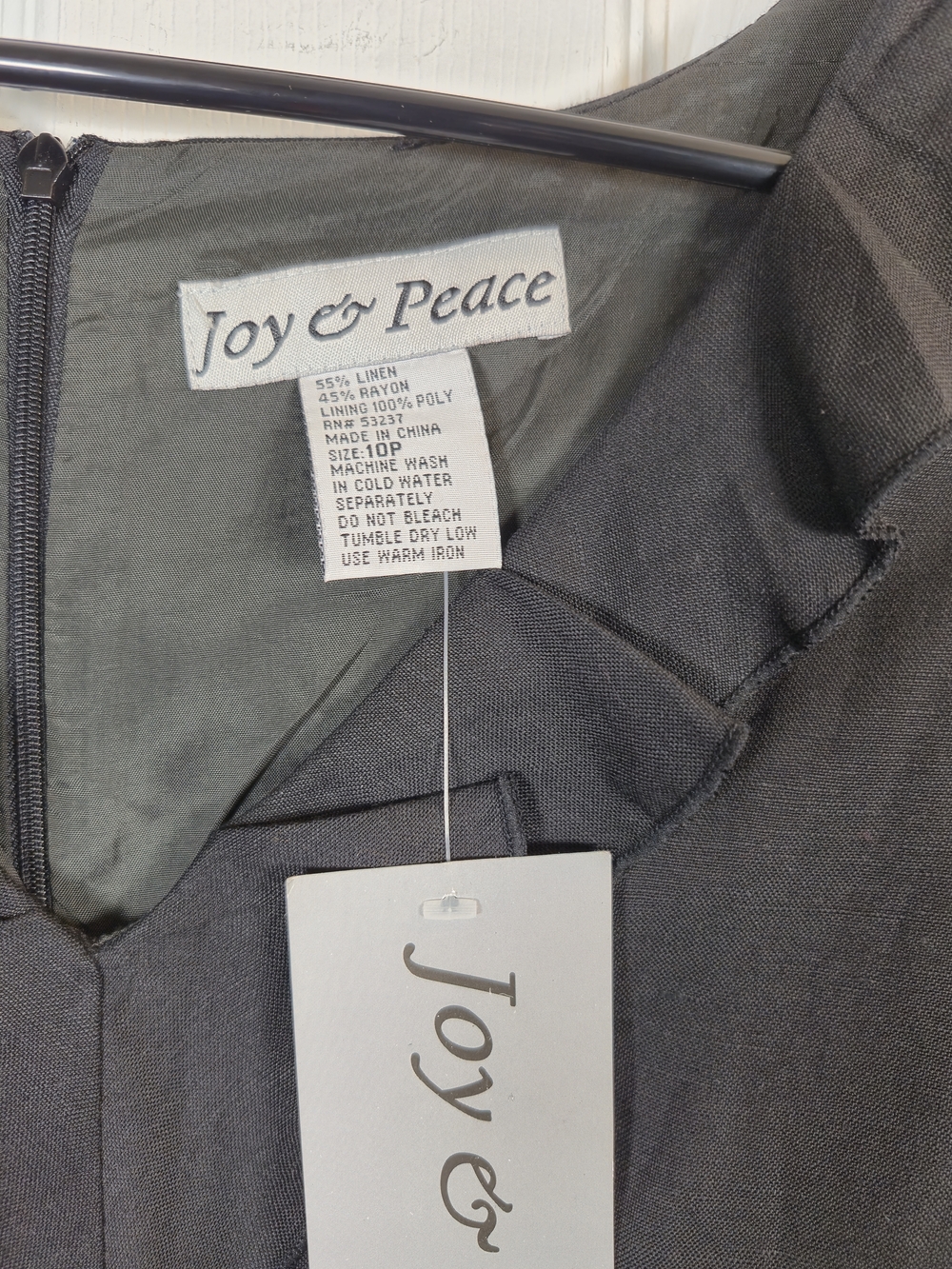 Joy & Peace Summer Linen Blend Ruffle V-Neck Maxi Dress Black 10P - Picture 7 of 7